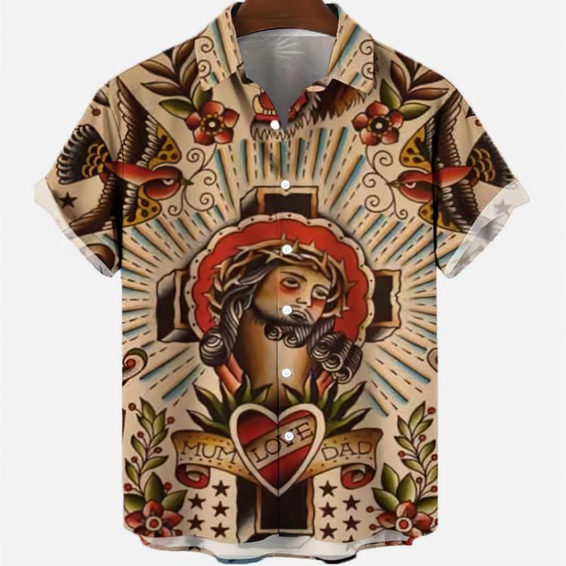 Vintage Hawaiian Floral Shirt - 하와이안 남성 빈티지 여름 반팔 셔츠,