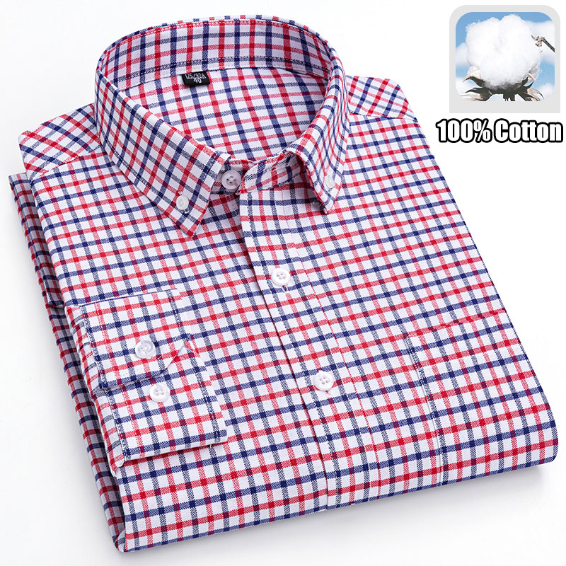 Oxford Cotton Casual Shirt Business - 100% 순면 통기성 남성 옥스포드 긴팔
