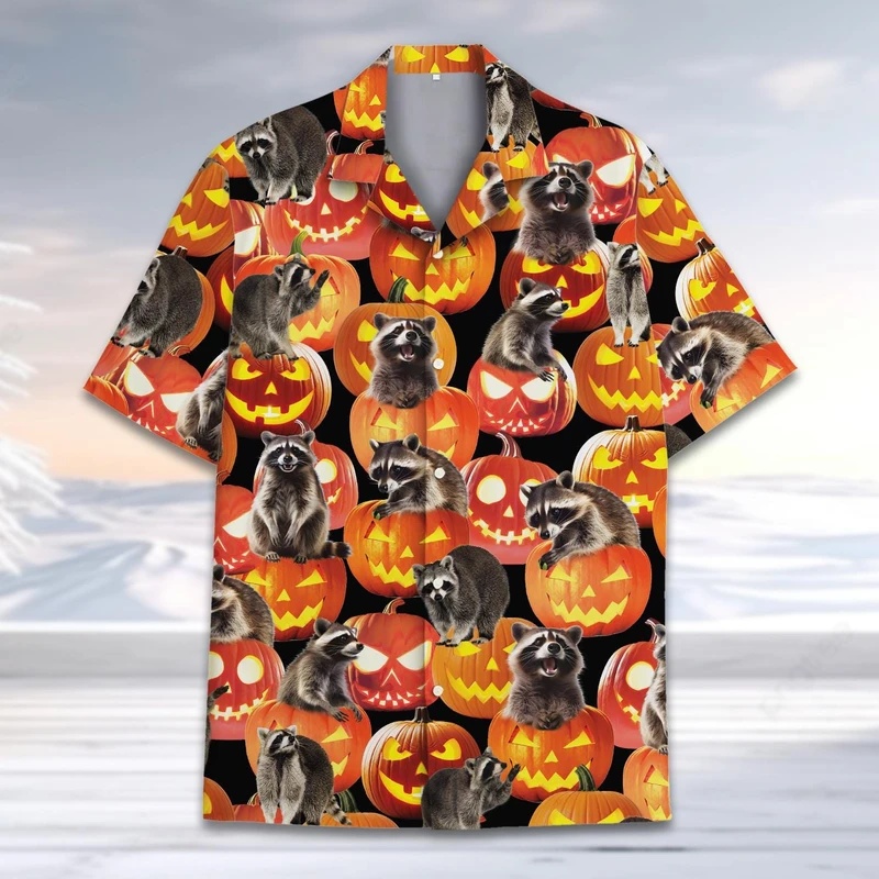 남성용 여름 하와이안 라쿤 호박 Y2k 스컬 셔츠, 남 - Vintage Hawaiian Floral Shirt 리뷰 및 가격
