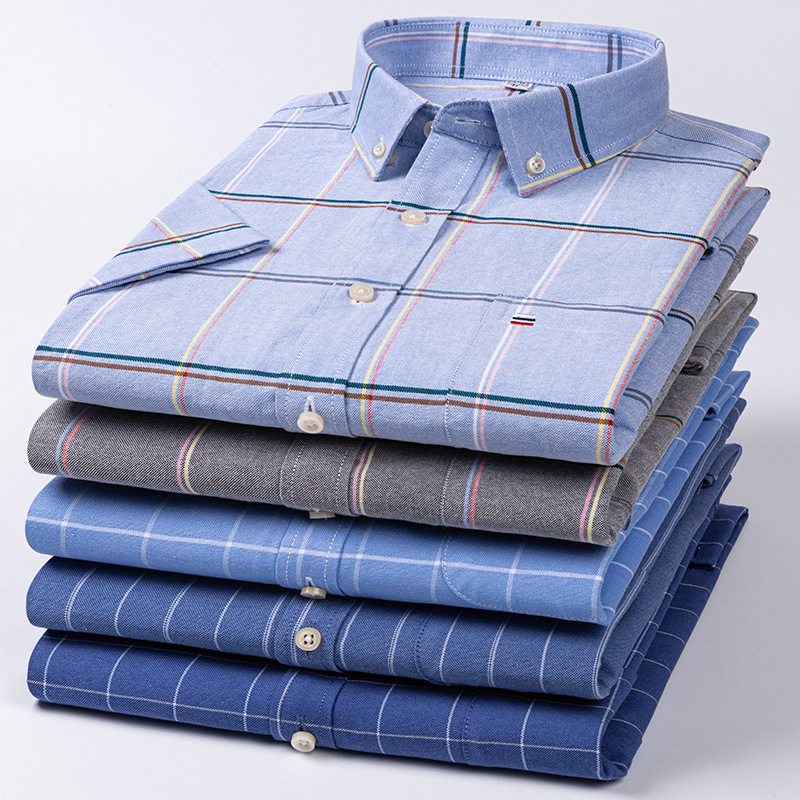 남성용 고급 옥스포드 면 반팔 셔츠 여름용 편안하고 통 - Oxford Cotton Casual Shirt Business 리뷰 및 가격
