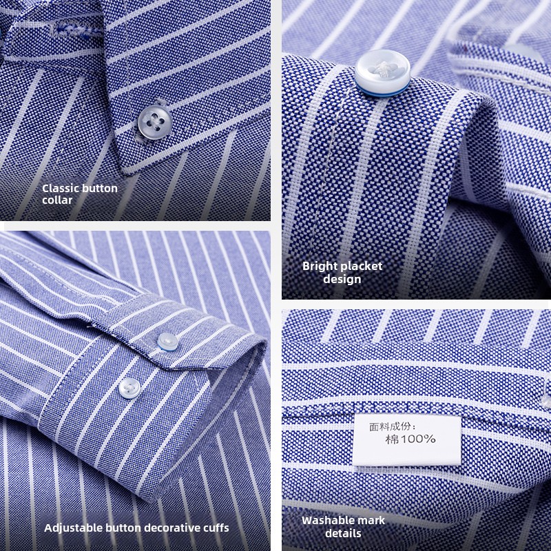 100% 순면 통기성 남성 옥스포드 긴팔 캐주얼 체크  - Oxford Cotton Casual Shirt Business 리뷰 및 가격